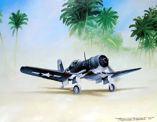 "Corsair Prefilight" - Marc Stewart - World War II Aviation Art